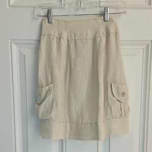 Tempo Paris Tan Linen Skirt.  Size Medium